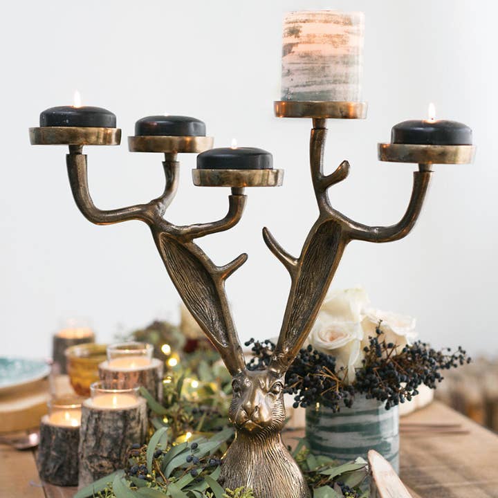 Elan Bazaar - Wholesale Candle Holder - Antique Gold Metal Bunny Rabbit Candle Holder Table Display 4