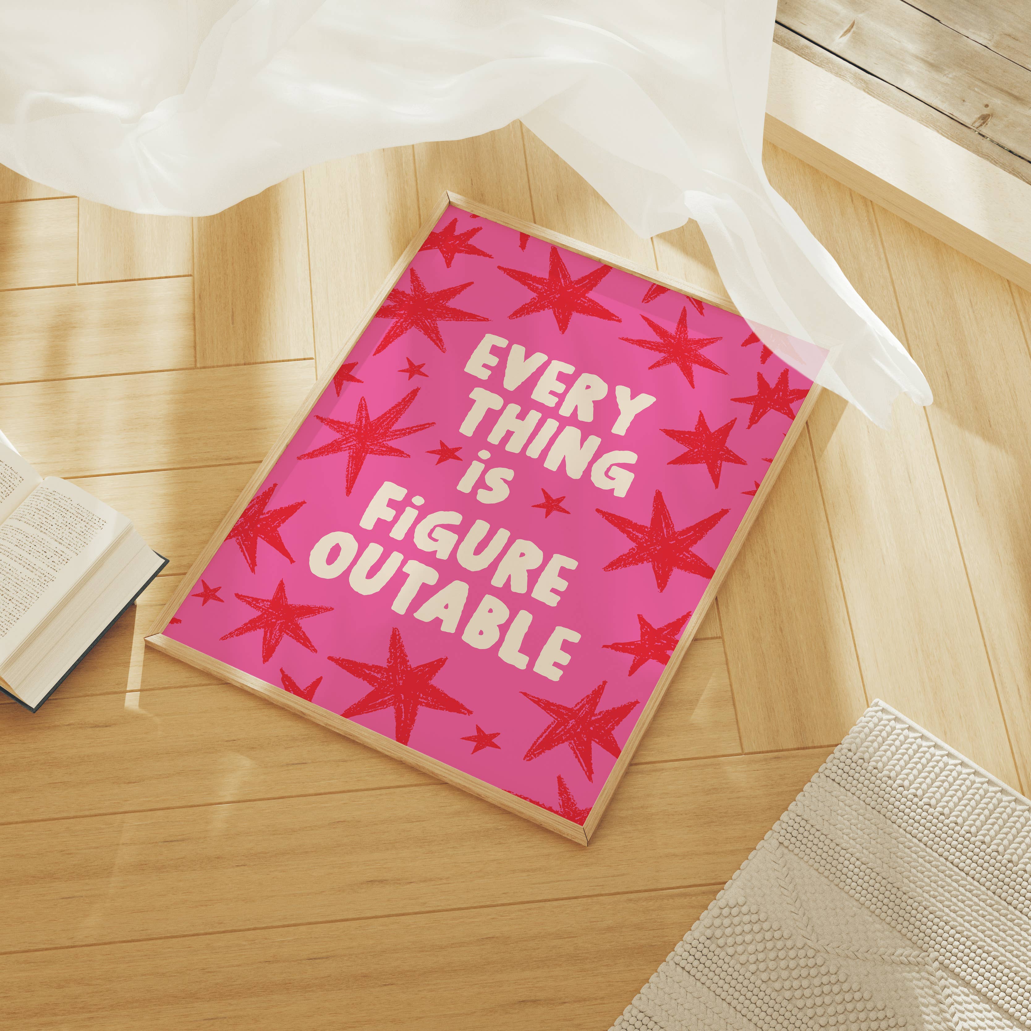 April Lane Art - Wholesale Art Print - Everything is Figureoutable Hot Pink Red Print1