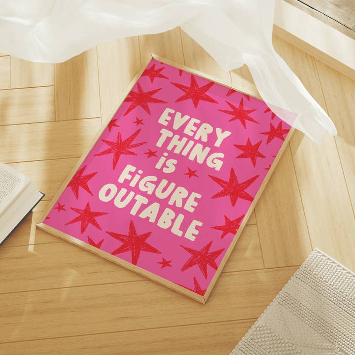 April Lane Art - Wholesale Art Print - Everything is Figureoutable Hot Pink Red Print1