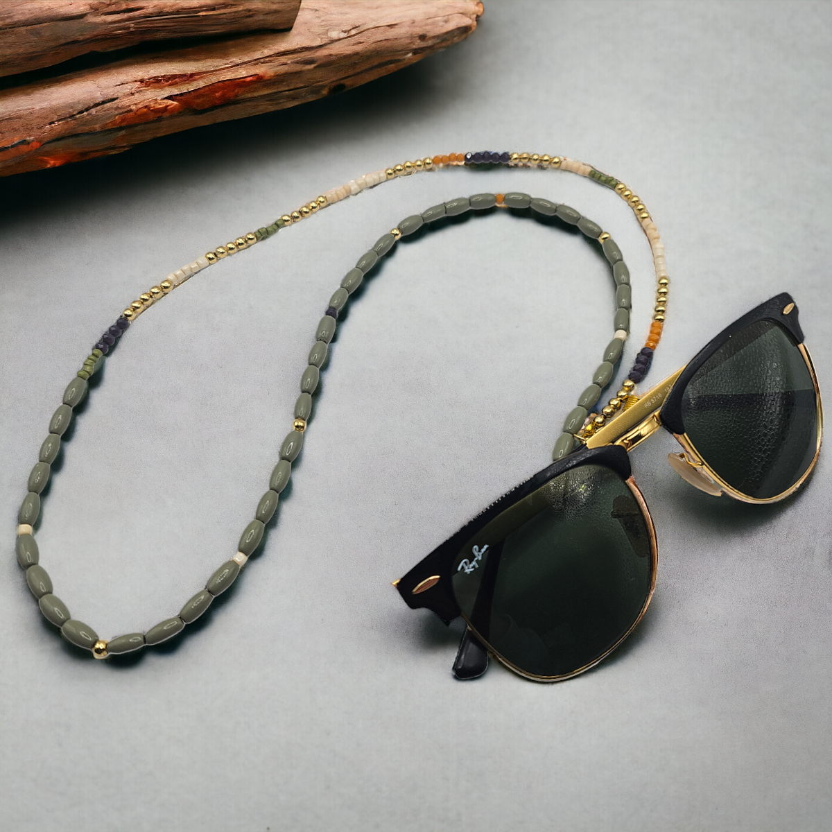 Narratives The Line - Wholesale Sunglasses/Eyeglasses Strap - Women's - Sage, Purple & Peach Beaded Glasses Chain3