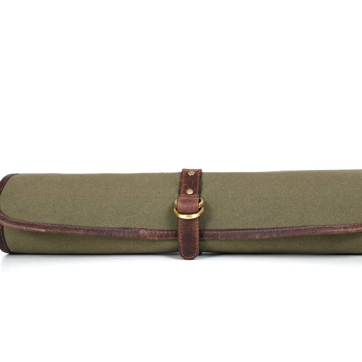 TLG Canada - Vendita all'ingrosso Portacoltelli - Coltello da cuoco in pelle Iris Roll verde oliva a 5 slot (KR-64)0