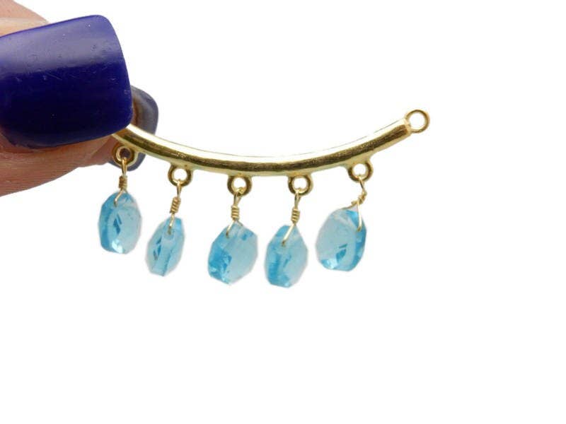 Jewelers Paradise - Vendita all'ingrosso Ciondolo/pendente - Ciondolo a doppia barra curva con pendenti in pietre preziose3