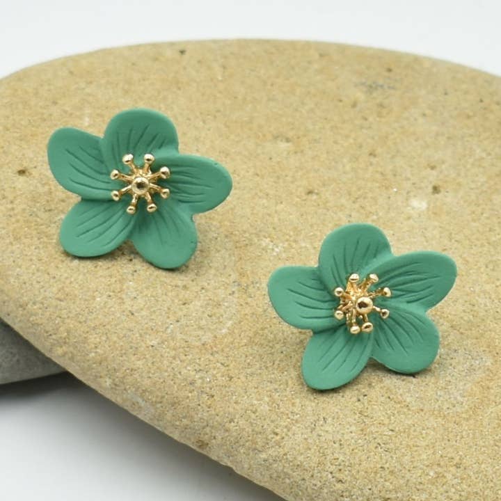 THSE1072: Bright Teal: Flower Petals Earrings for wholesale by Taylor Hill Scarves & Co