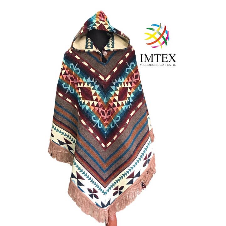 ANDESE PONCHO met CAPUCHON, UNISEX, VERSCHILLENDE ONTWERPEN, ACRYL voor wholesale door Treasure of ANDES