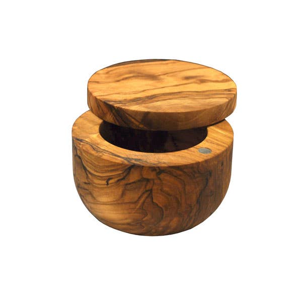 Naturally Med Inc. - Wholesale Salt Mill - Olive Wood Salt Cellar With Pivoting Magnetic Lid2