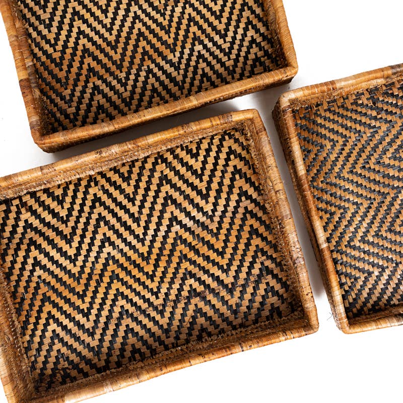 Villages Wholesale - Wholesale Serving Tray - Banana Leaf Nesting Trays - 2 Patterns (3 Sizes)6