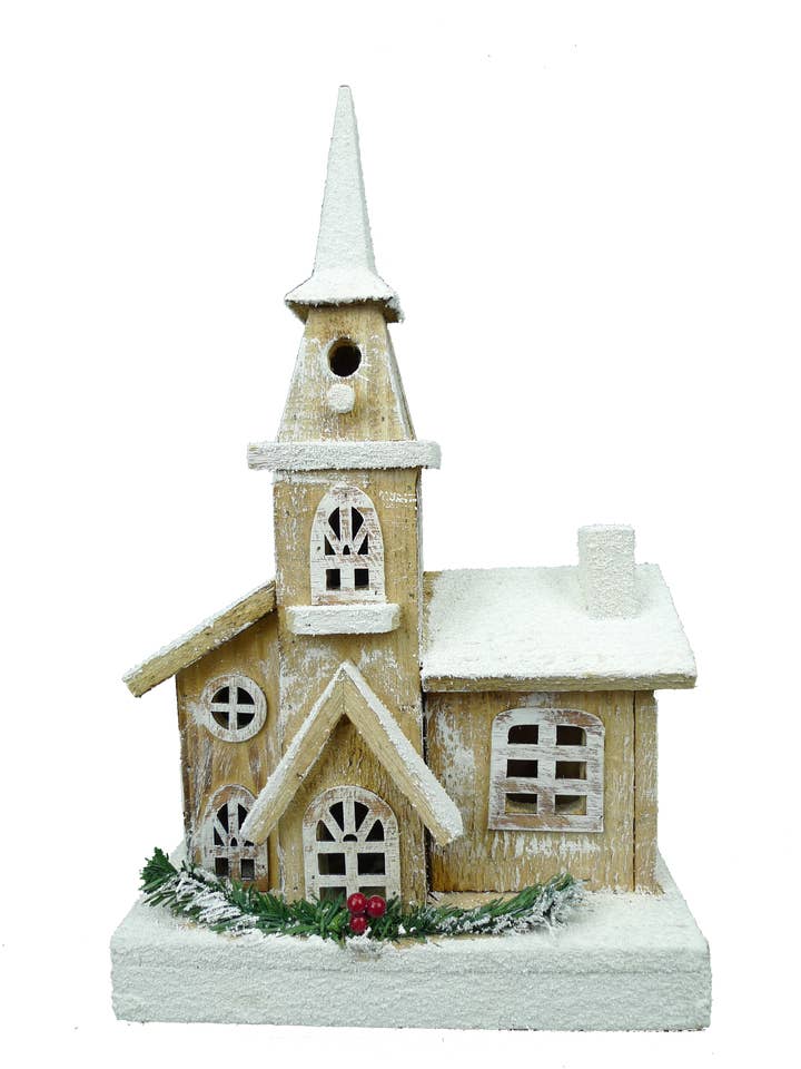 Wooden House 10 Led Lights 16X9.5X3.5 - 84423BN for wholesale by General Wholesale Inc