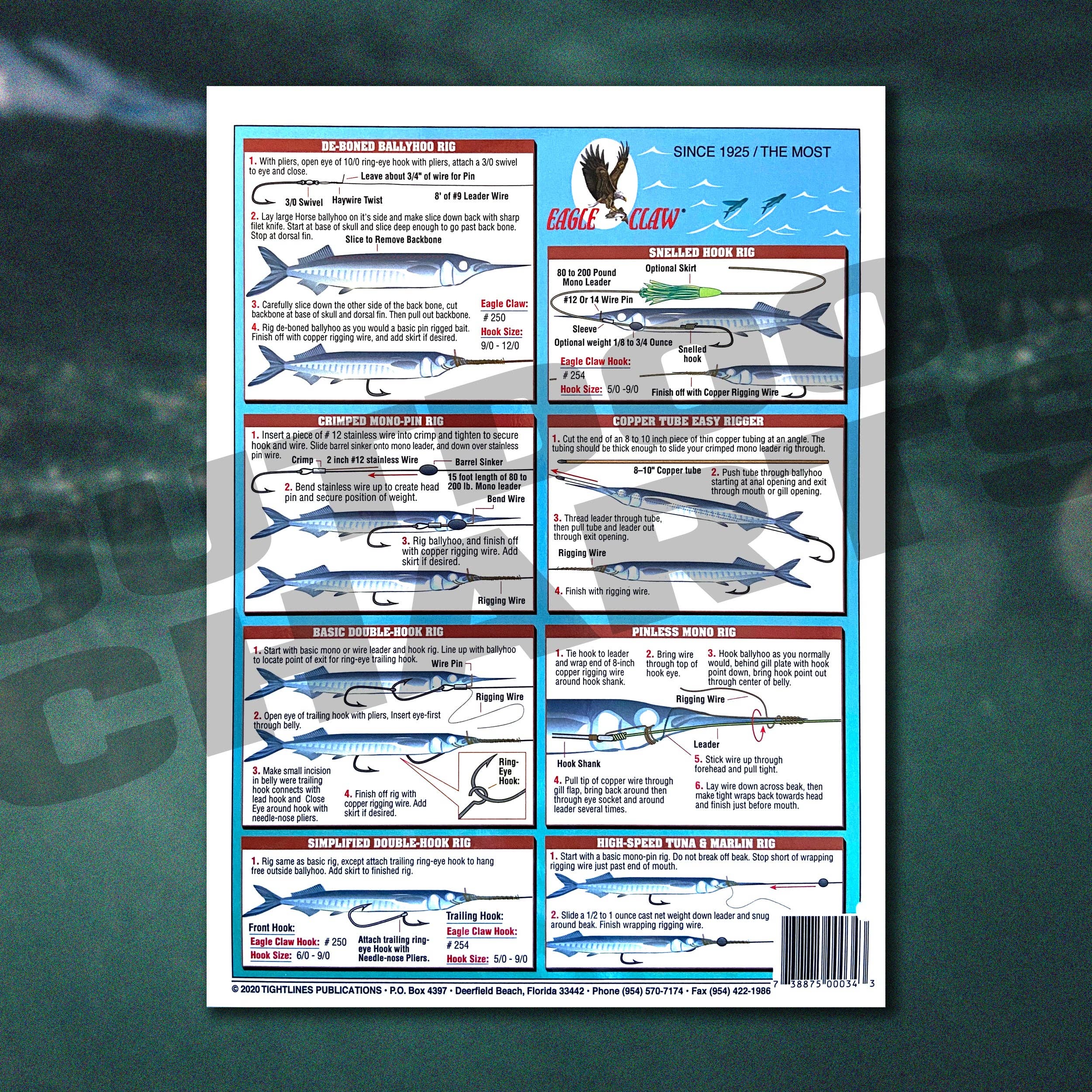 Outdoor Charts - Wholesale Sporting Accessories - Fishermen's Offshore Big Gamefish Bait Rigging Chart #3 (Ballyhoo Rigs)1