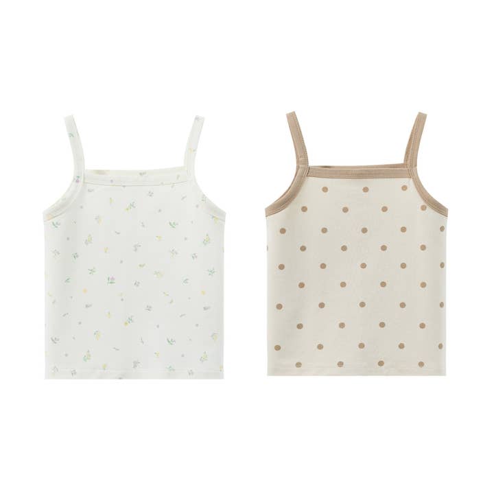 Norsu Organic - Wholesale Tank Top - Kids - Girls Organic Bamboo 2-piece Tank Top-Cream/Almond0