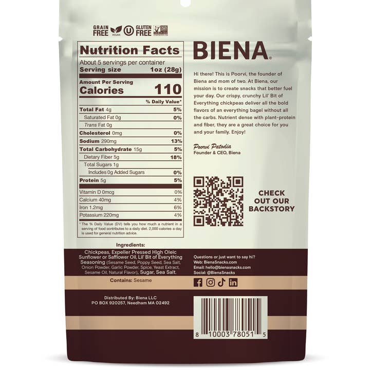 Biena Snacks - Wholesale Nuts - BIENA Roasted Chickpeas Lil' Bit of Everything 5oz x8ct Case