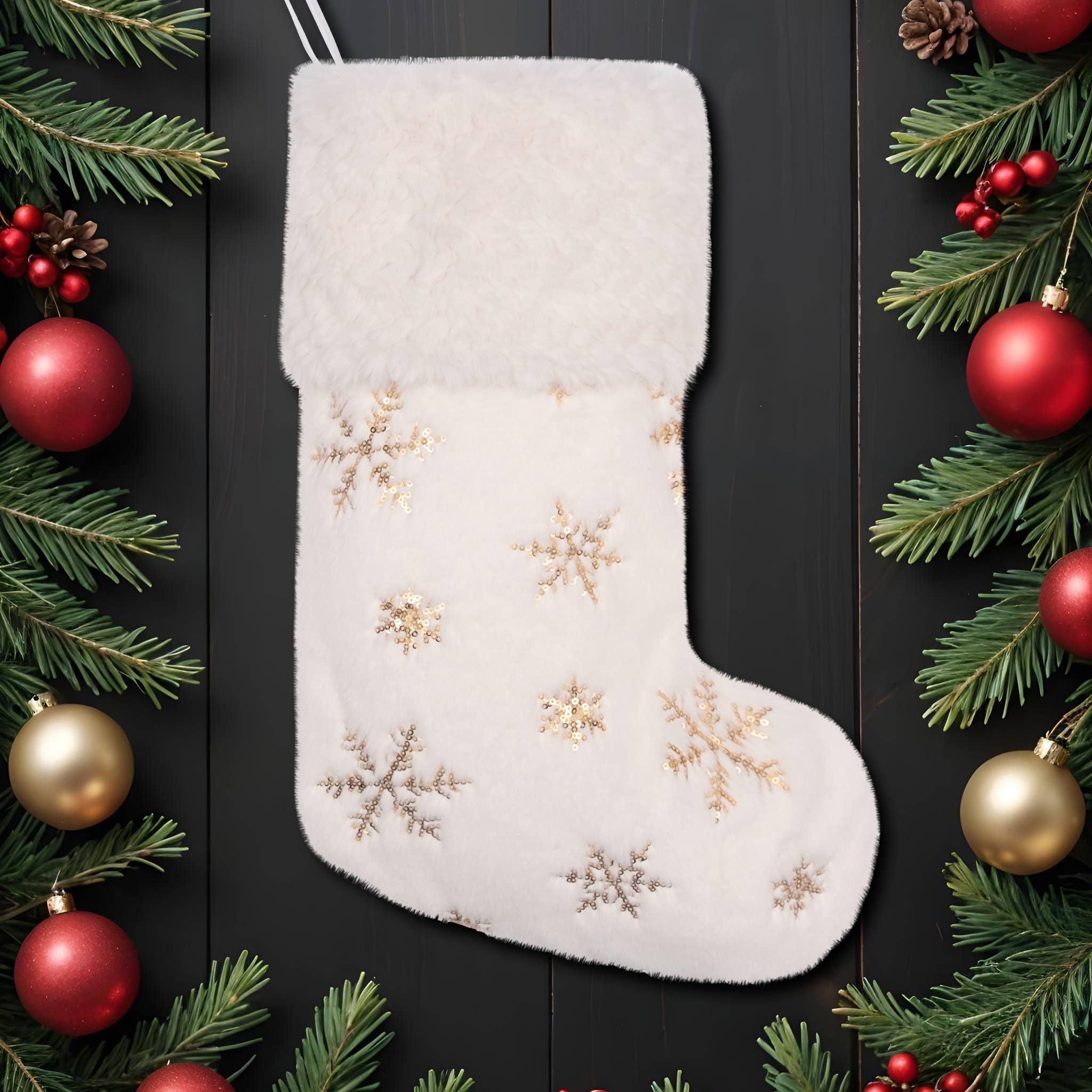 GEXWORLDWIDE - Wholesale Holiday Stocking - Luxurious Plush Gold Sequin Christmas Stockings4
