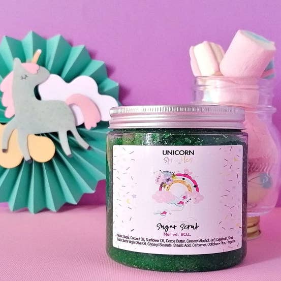 Unicorn drysser | Kokosolie Sukker Scrub 8 ounce for engroshandel hos PINK FLAMINGO CANDLE