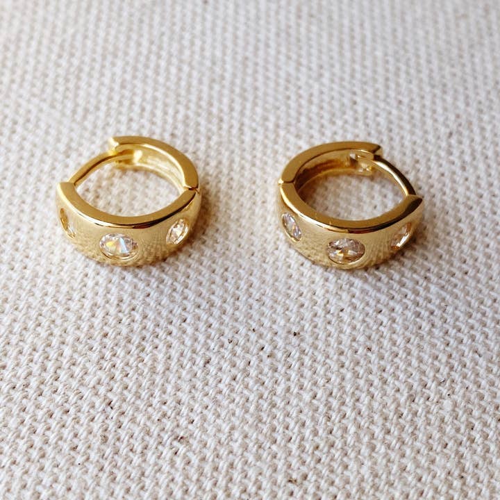 GoldFi - Wholesale Huggie Earrings - 18k Gold Filled Huggie CZ Hoop Earrings For Wholesale And Jewelry Supplies