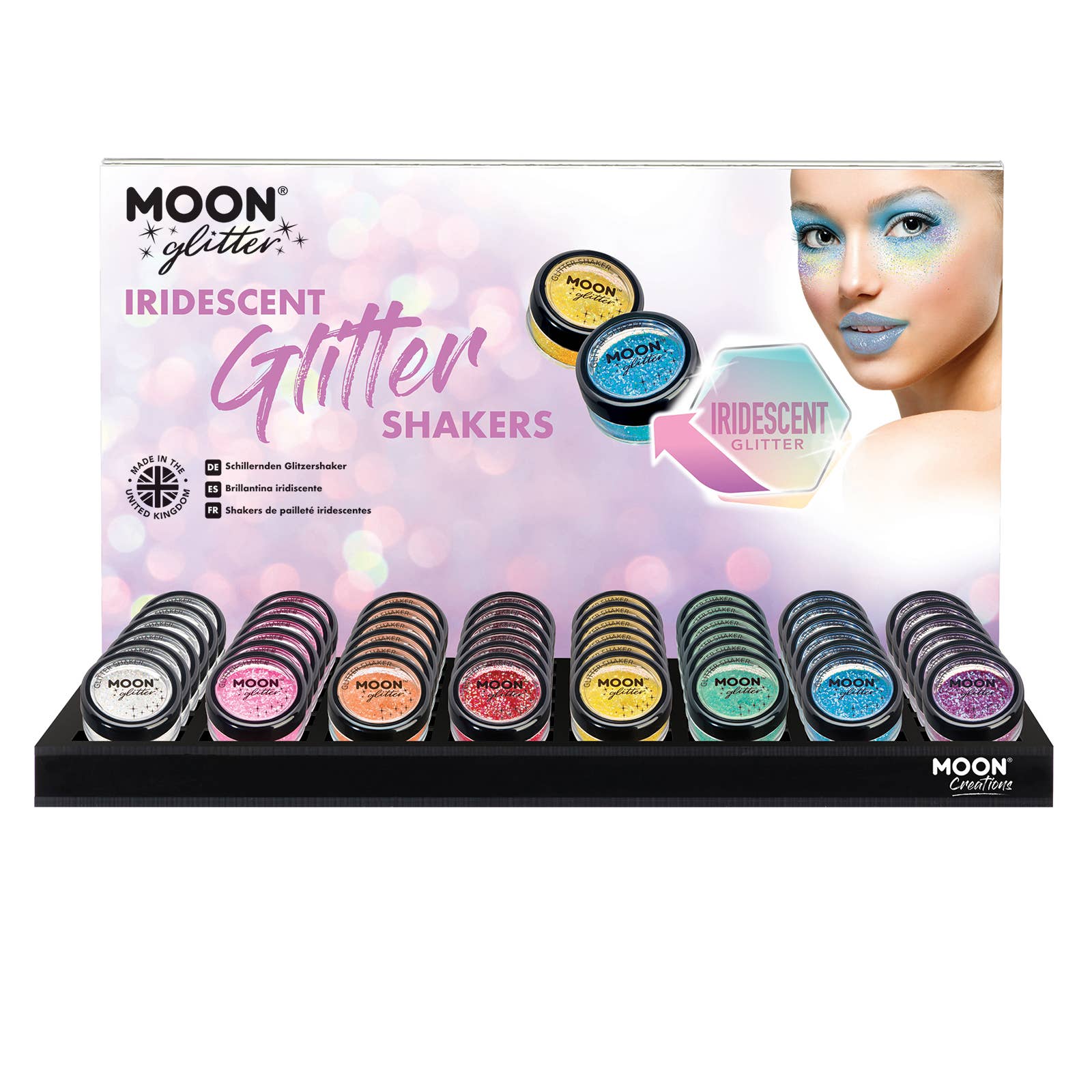 Moon Makeup - Vente Présentoirs de commerçant - Beauté et bien-être - Affichage complet de Iridescent Chunky Glitter 480