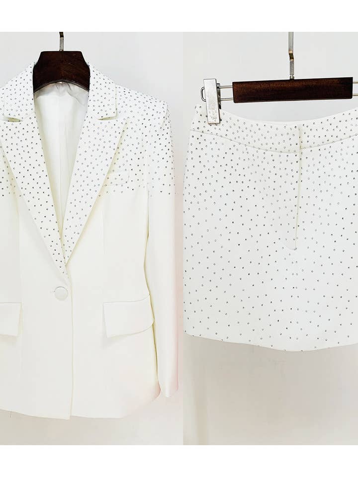 Productseeker – wholesale Suit set – Women′s – SET104 Elegant Diamond Blazer & Skirt Suit12