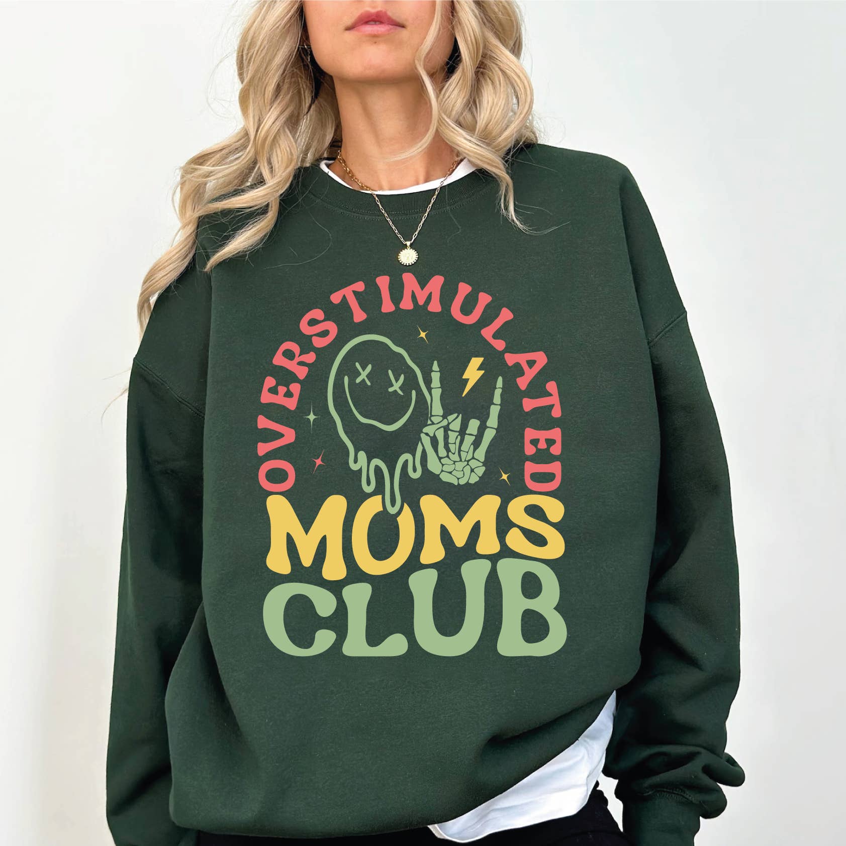 Overstimulated Moms Club Cool Moms Club Shirt Sweatshirt, Smiley