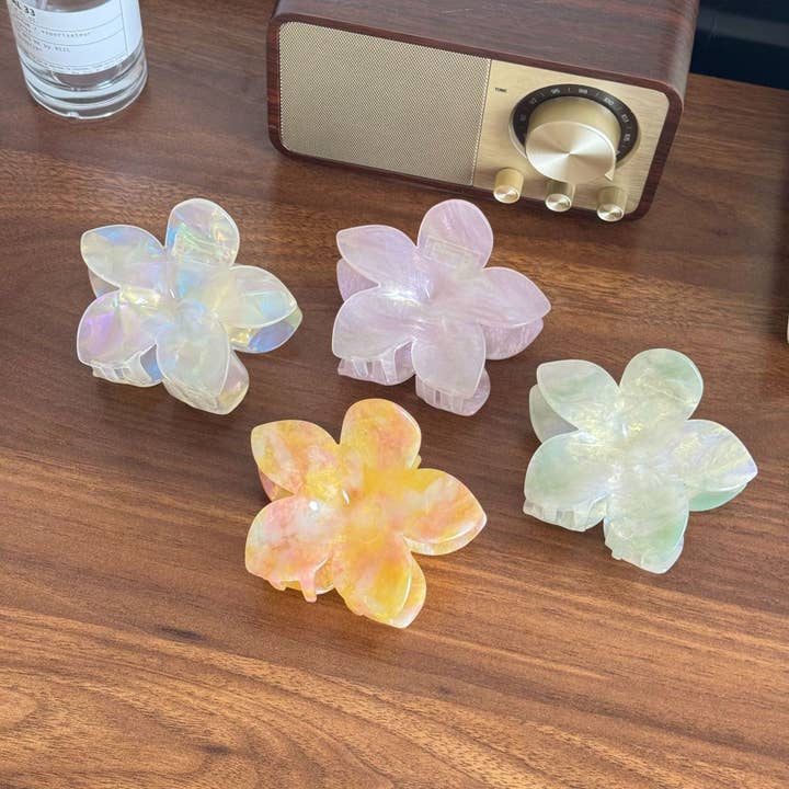 Colorful Plumeria Hair Clip, Flower Acetate Claw Clip for wholesale by SoapElenGlen
