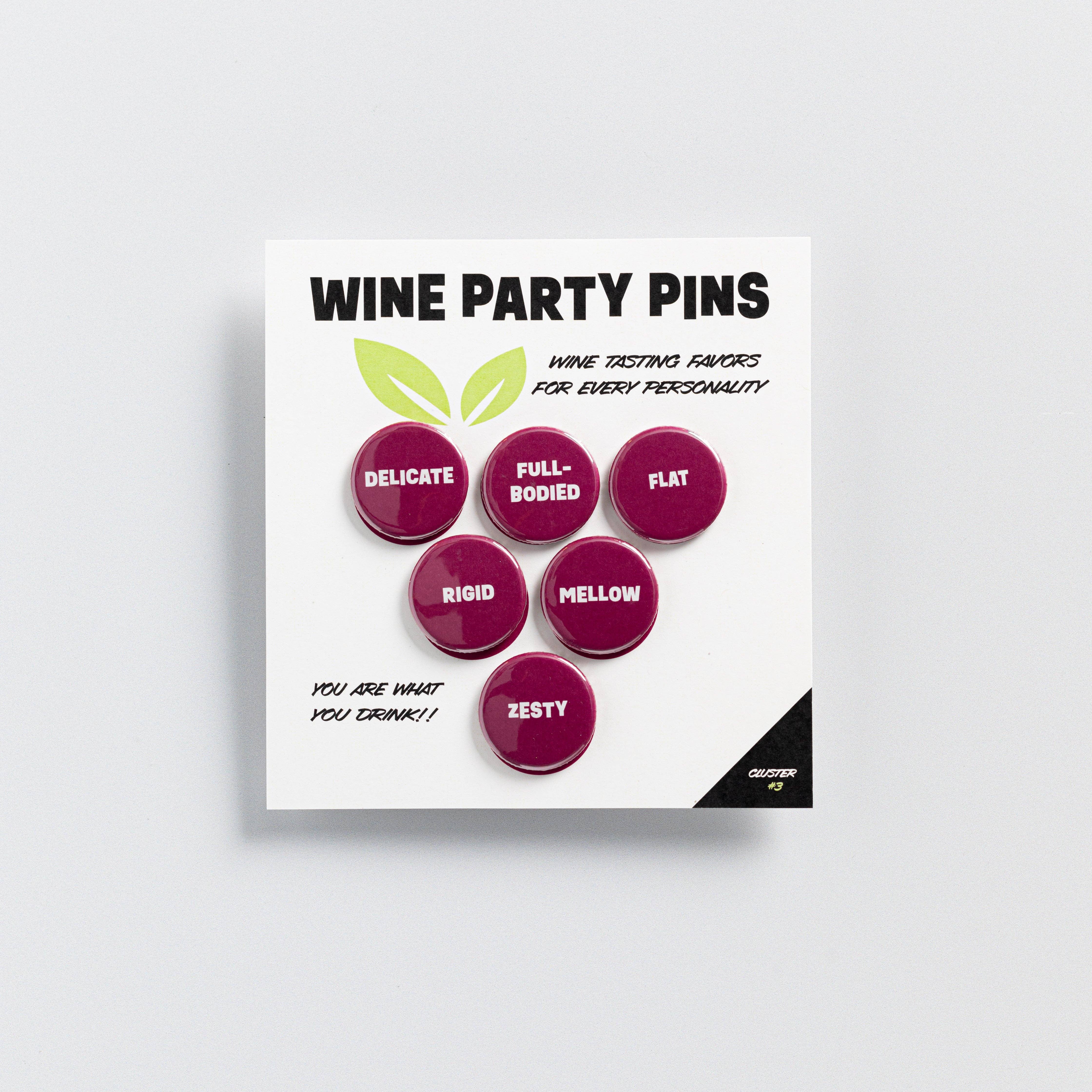 Questionable Designs - Wholesale Lapel Pin/Button - Wine Party Pins-Cluster2