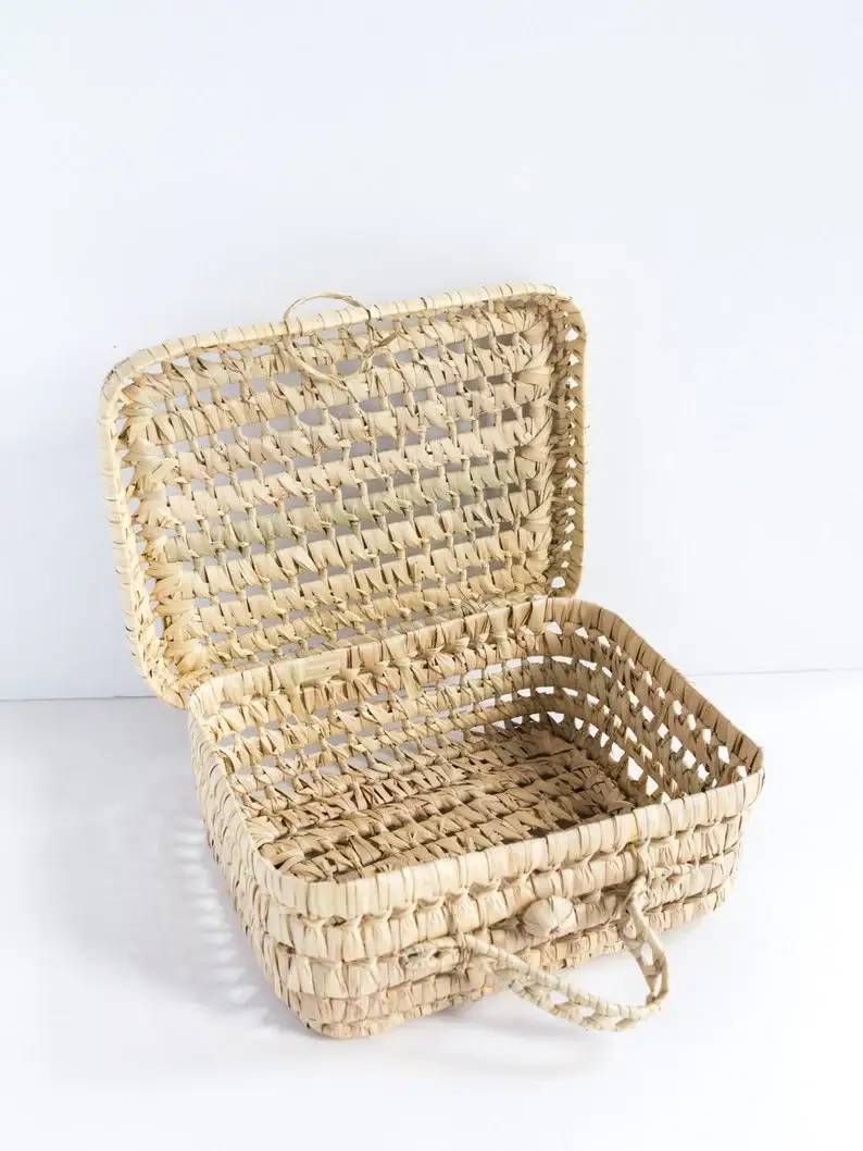 High crafty – wholesale Basket – 🧺 Suitcase Basket Set – Handwoven Palm Leaf Storage Baskets2