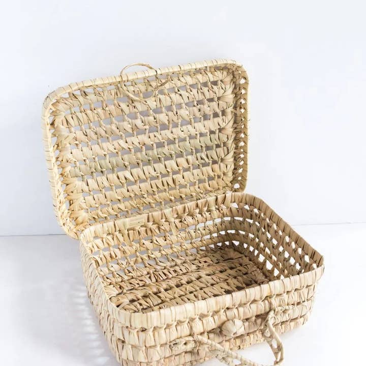 High crafty โ wholesale Basket โ ๐งบ Suitcase Basket Set โ Handwoven Palm Leaf Storage Baskets2