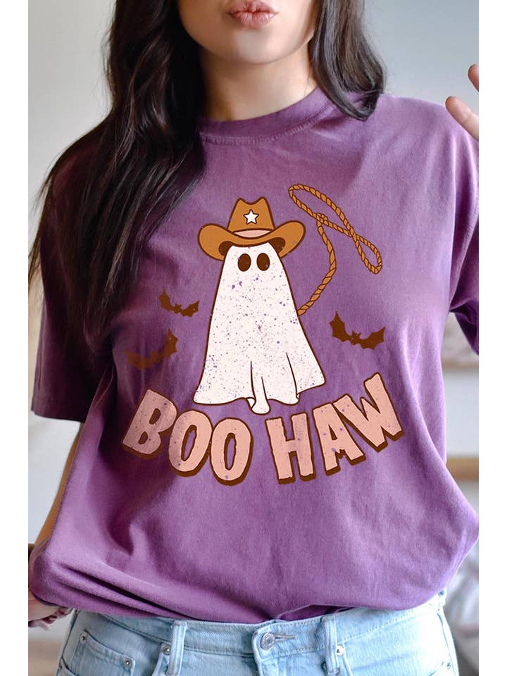 Pink Irene Wholesale - Wholesale Screen Printed T-Shirt - Women's - WESTERN HALLOWEEN GARMENT DYED GRAPHIC TEE8