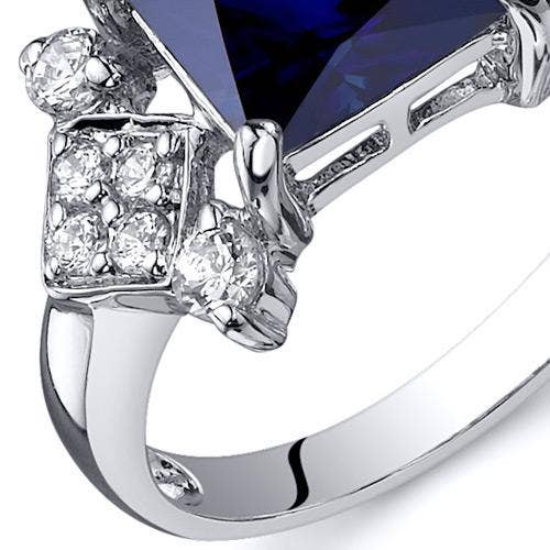 Peliani - Wholesale Multi-Stone Ring - Created Blue Sapphire Princess Cut Sterling Silver Ring Sz 61