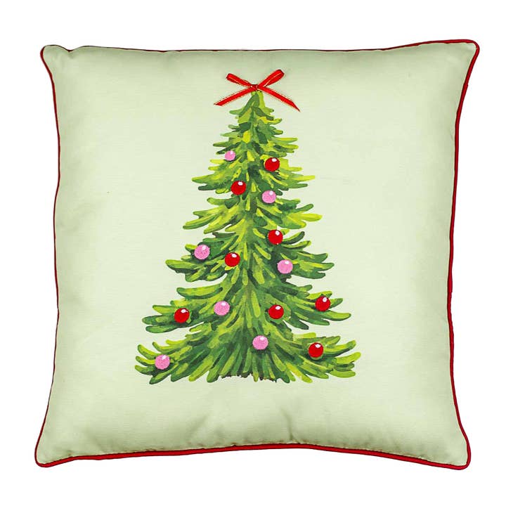 The Royal Standard - Wholesale Throw/Decorative Pillow - Noelle Tree Pillow Green/Red 18x18