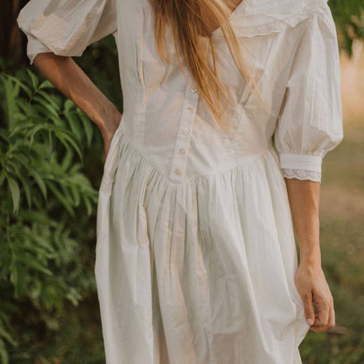 Wilder Collective - Wholesale Dress - Women's - Juliette Dress in Organic Cotton-White Edwardian Poplin