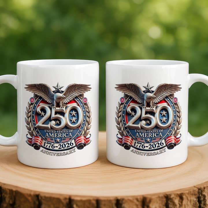 US 250th Anniversary Ceramic Mug, American Eagle Mug for wholesale by Tevatino