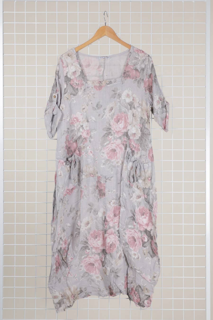 la maison des fibres naturelles – Großhandel Kleid – Damen – Leinenkleid mit floralem Muster, 100 % Leinen, Modell 6796714