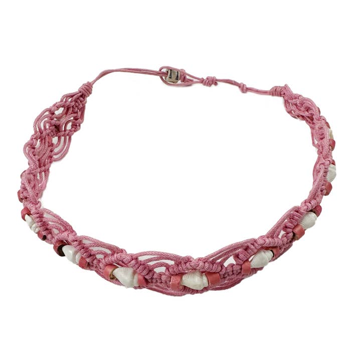 Ras de cou en macramé tressé à la main à petites coquilles - PC pour la vente par Natalia