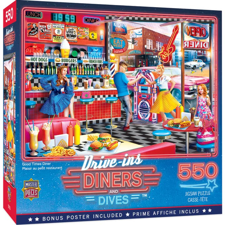 Drive-Ins, Diners & Dives - Good Times Diner 550 pc Puzzle for wholesale by Masterpieces Puzzles