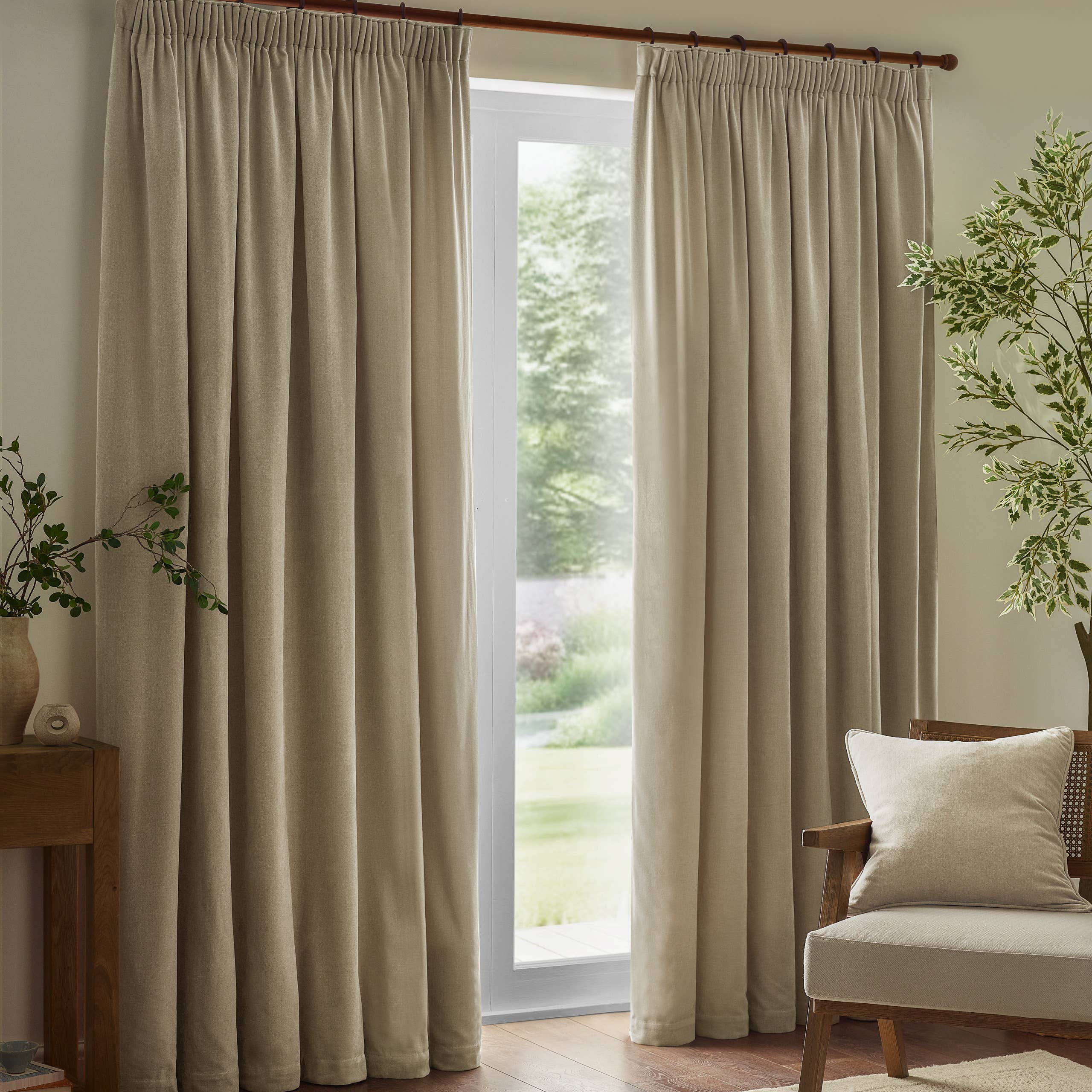 Heavy Chenille Room Darkening Pencil Pleat Curtains Linen for wholesale on Faire1