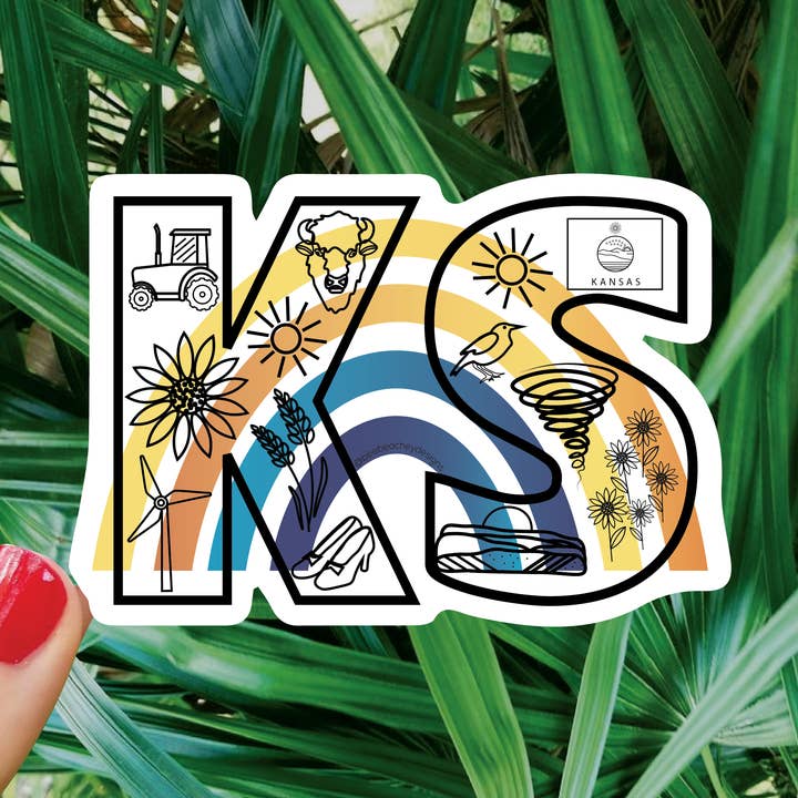 KS Kansas Sticker for wholesale by Bee Beachey Designs