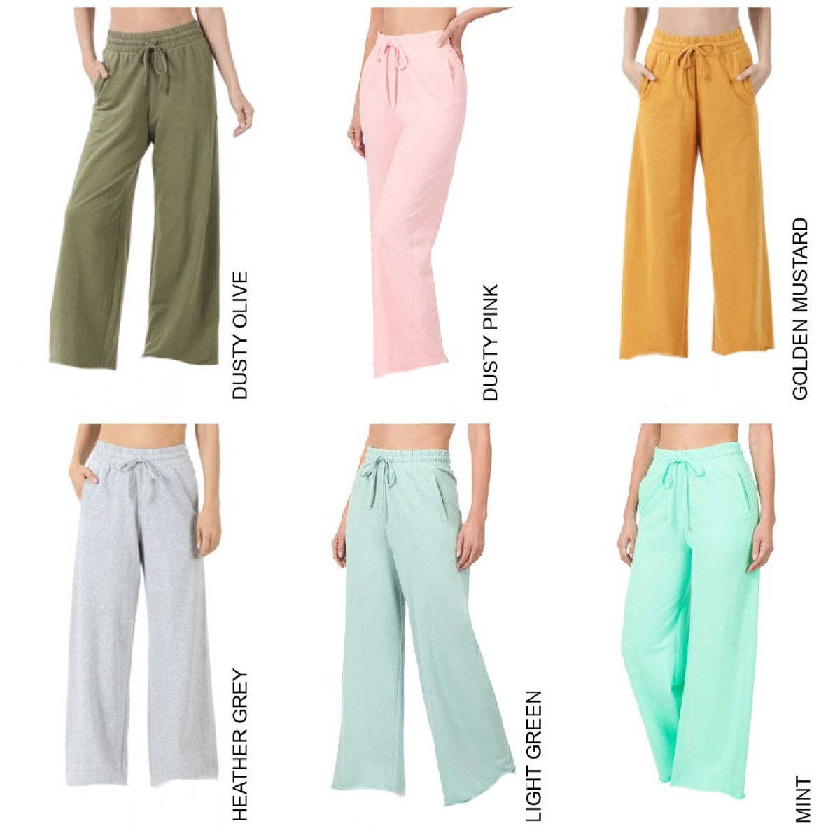Truly Contagious - Wholesale Pants - Women's - French Terry Drawstring Waist Raw Edge Hem Pants ( TP-39059)7