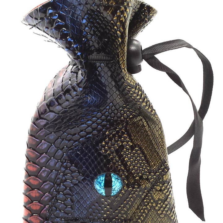 Dragon Eye Dice Bag - Spectral Dragon - Blue & Gold for wholesale by Old School Dice