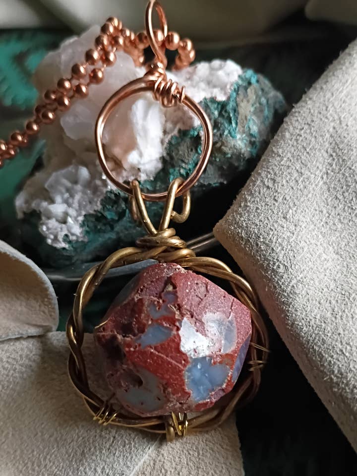 Red Jasper Earth Talisman - Copper Wire Wrapped Pendant
for wholesale by Norahz Boutique