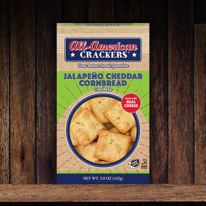Jalapeno Cheddar Cornbread Snack Crackers for wholesale by Partners Crackers