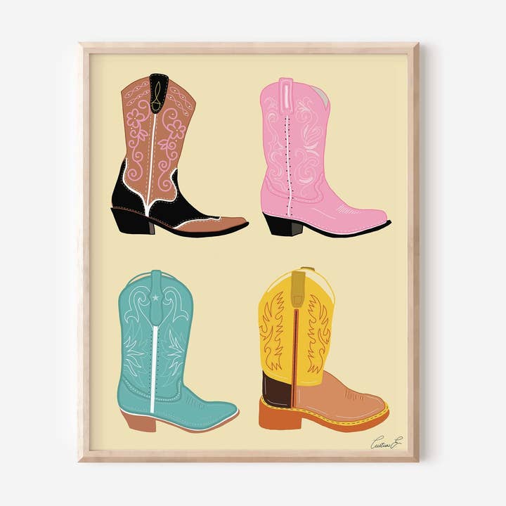 Kunstdruck Cowgirl-Stiefel | Western-Wandbild | Cowgirl für den Großhandel von Monstera Monday Shop