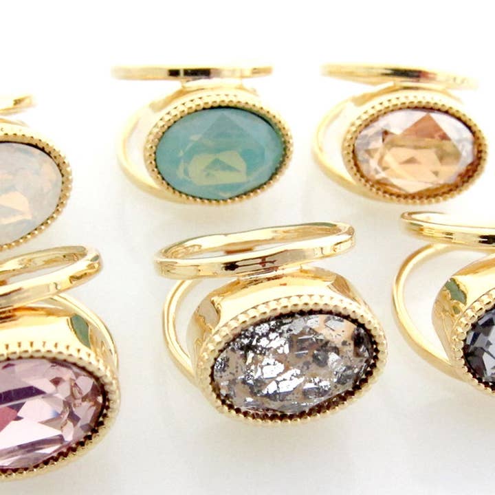 Anel Open Shank Lily Cocktail com Cristal Swarovski por atacado de Jessica Elliot Jewelry