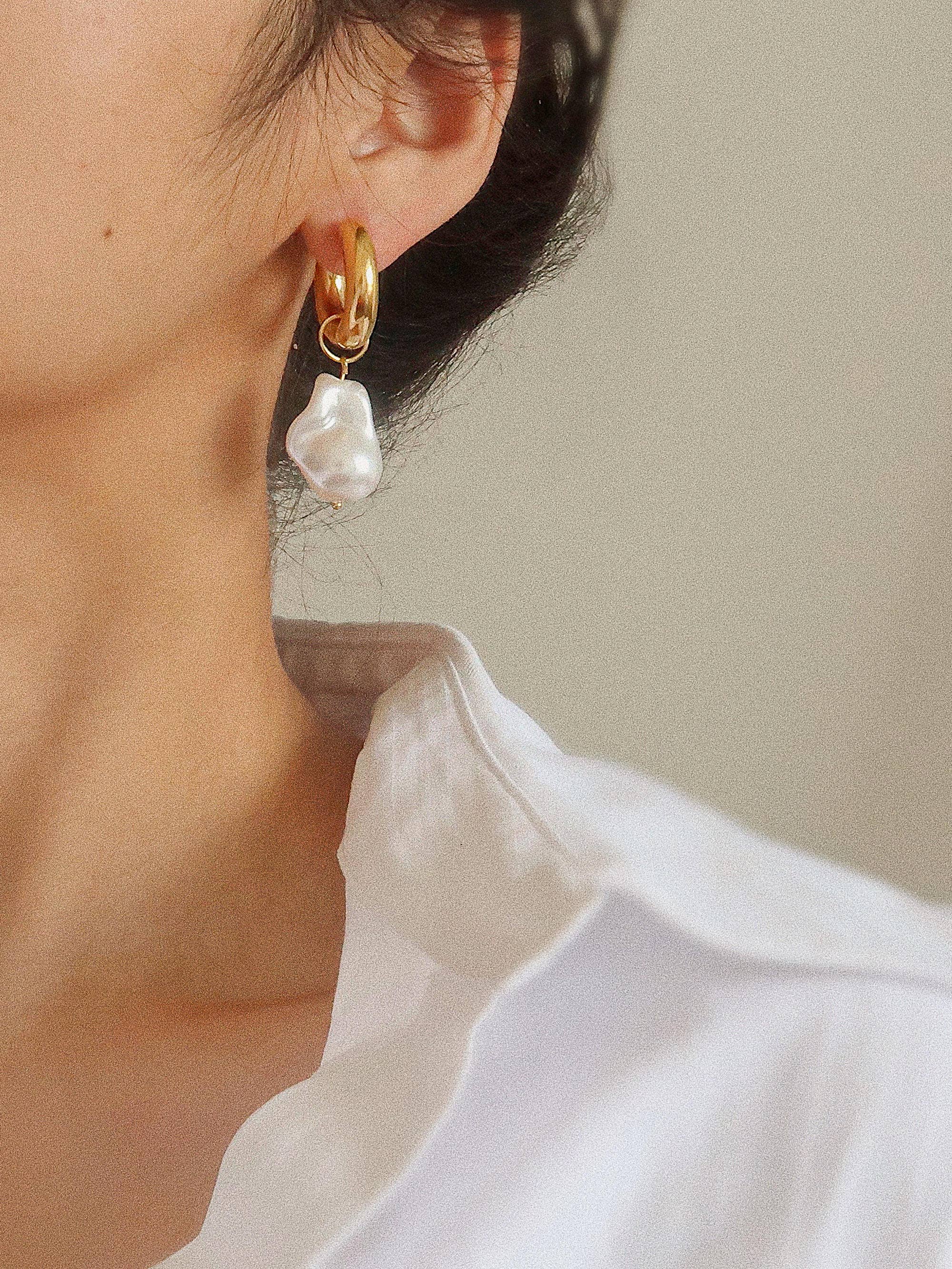 Oceana Gold Statement Large Pearl Earring for wholesale on Faire4