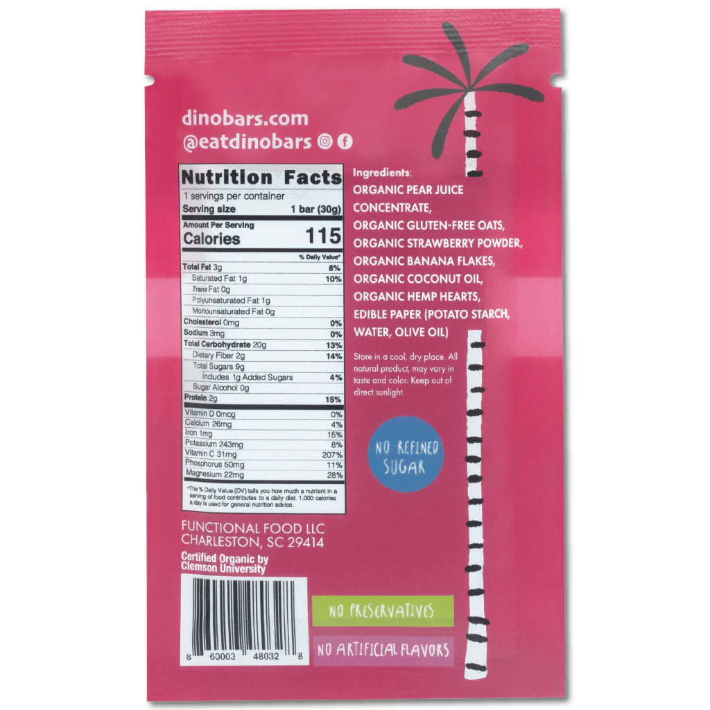 DINO BARS - Wholesale Snack Bar - DINO BARS Strawberry Bar | Single Unit1