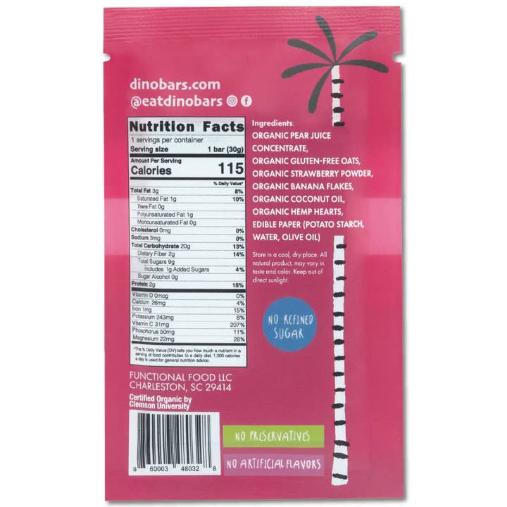 DINO BARS - Wholesale Snack Bar - DINO BARS Strawberry Bar | Single Unit1