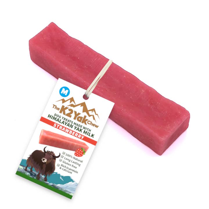 K2 Yak Chews 100% Natural Dog Treats Strawberry Medium for wholesale by Real Pet Supplies
