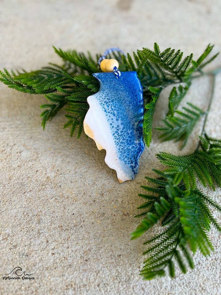 Illinois Great Lakes Resin Christmas Ornament for wholesale by NMinnick Designs