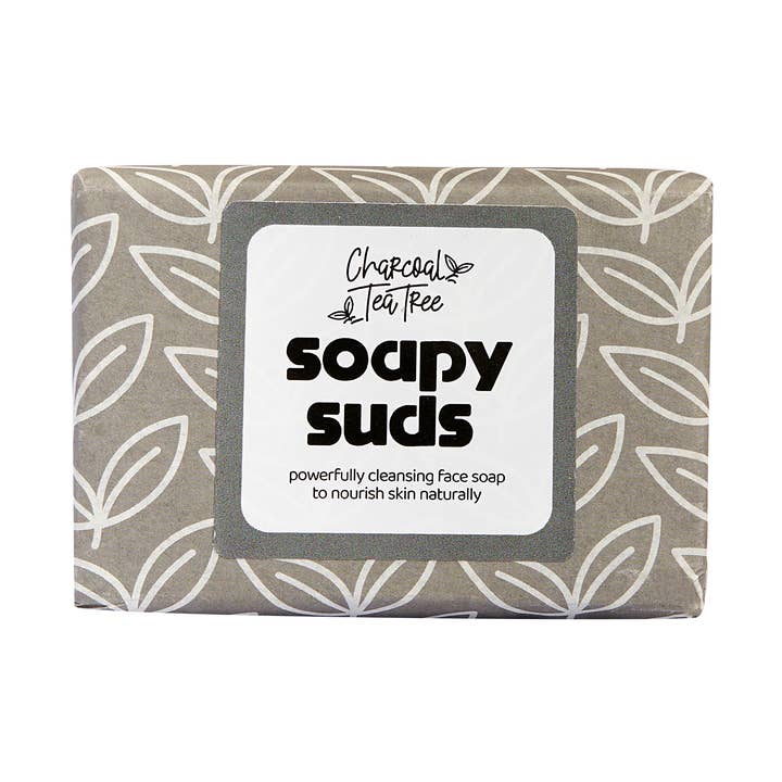 Charcoal Tea Tree, Soapy Suds, 100g Face Soap Bar (Single) for wholesale by Pit Putty (UK)