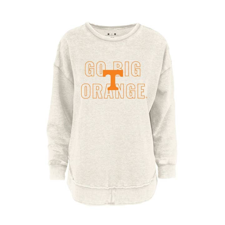 Outline Poncho Fleece Crew In Ivory - University of Tennesse for wholesale by Kickoff Couture