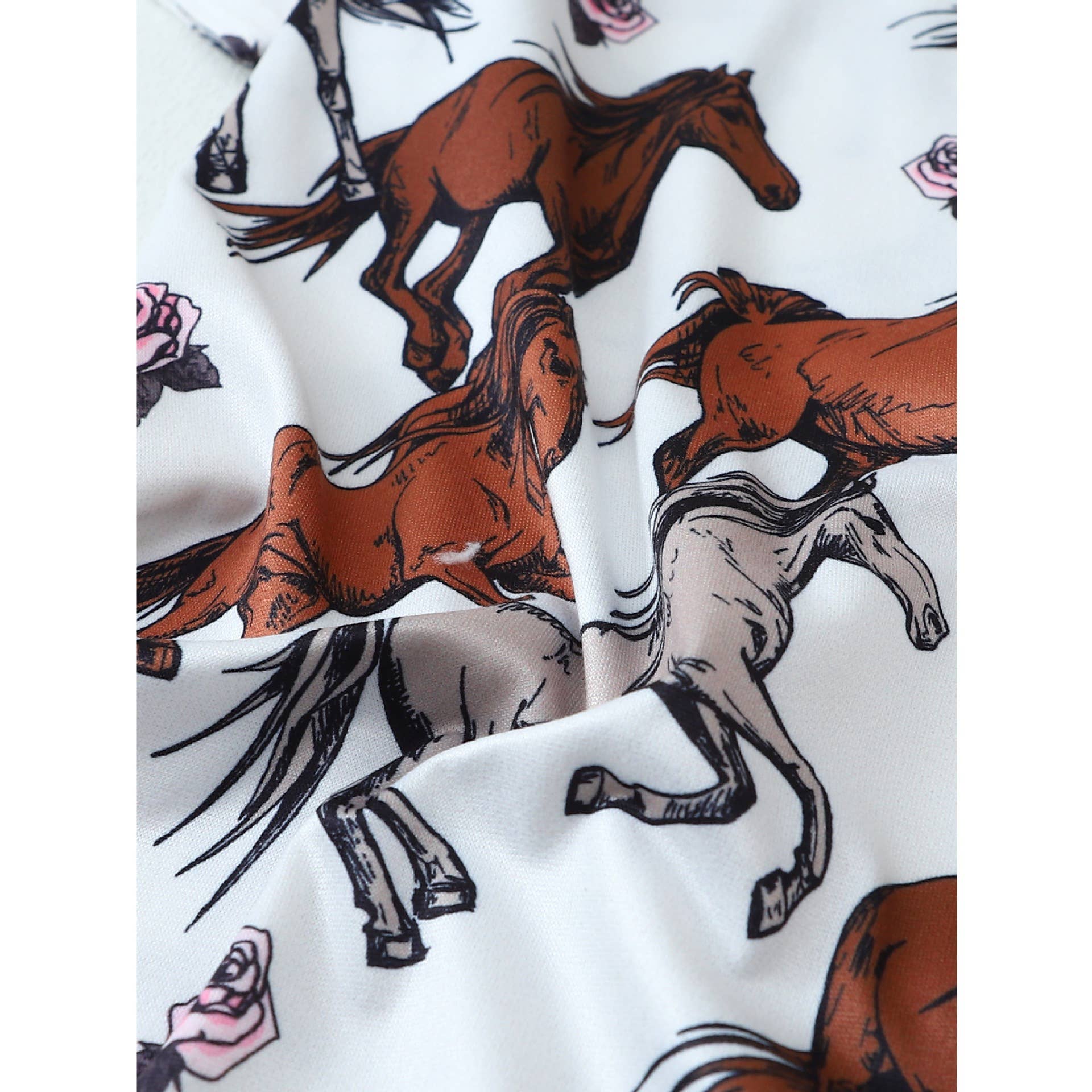 Rosa Clothing - Wholesale Lounge Set - Women's - Western Horse & Zebra Print Short Sleeve Pajama Set3