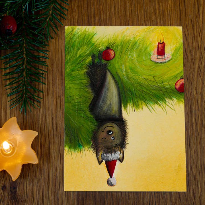 Postcard Bat Surprise for wholesale by Frau Inga Malt