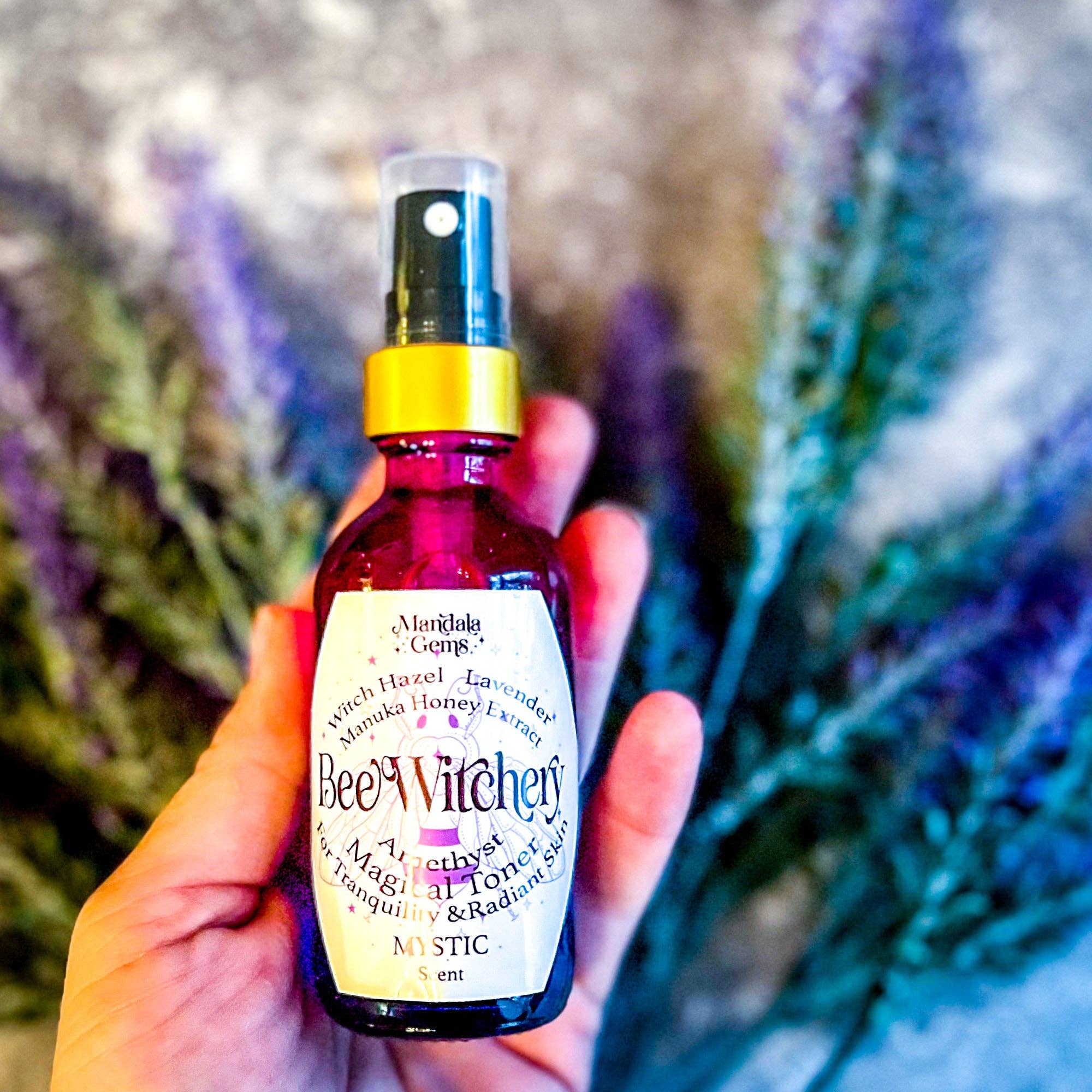 Mandala Gems - Wholesale Facial Toner - Beewitchery Mystic. Lavender Witch Hazel Toner with Amethyst4